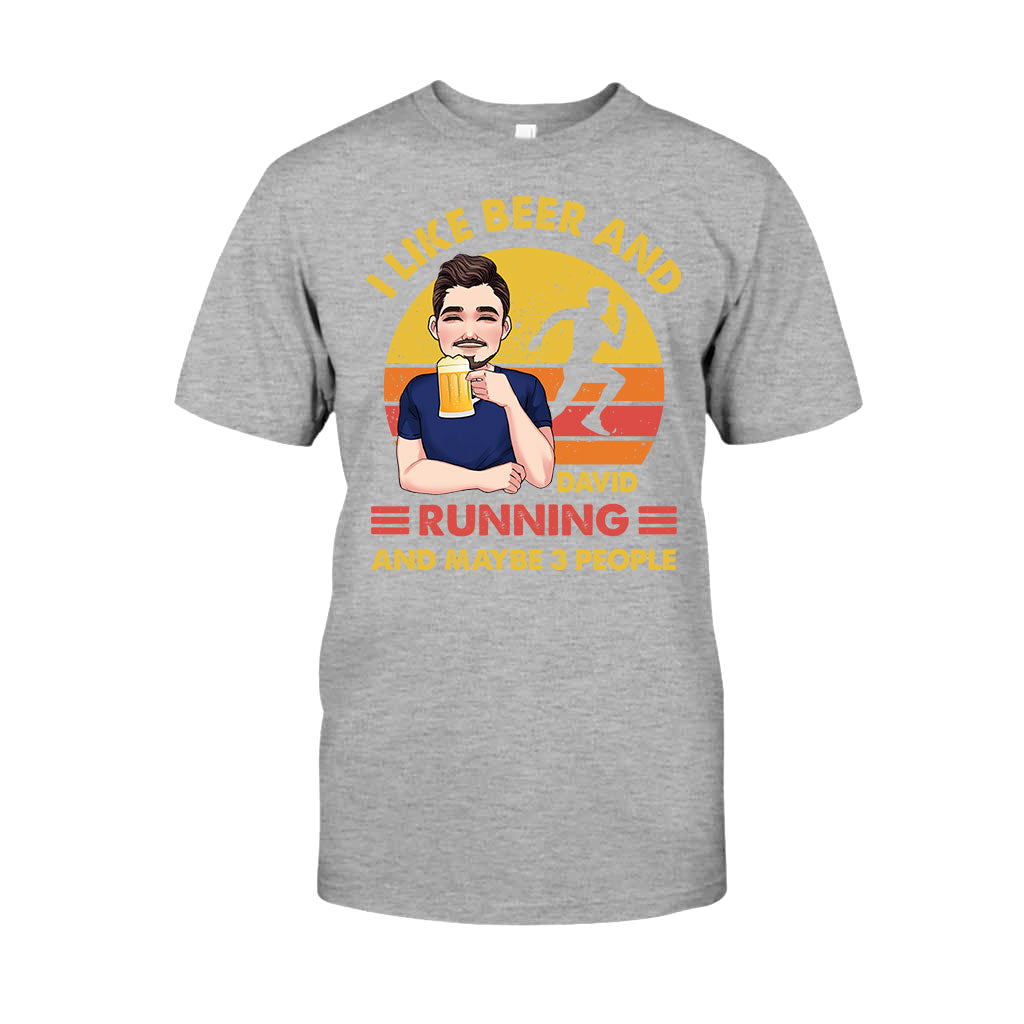 J'aime la bière et la course à pied - T-shirt et sweat à capuche de course personnalisés