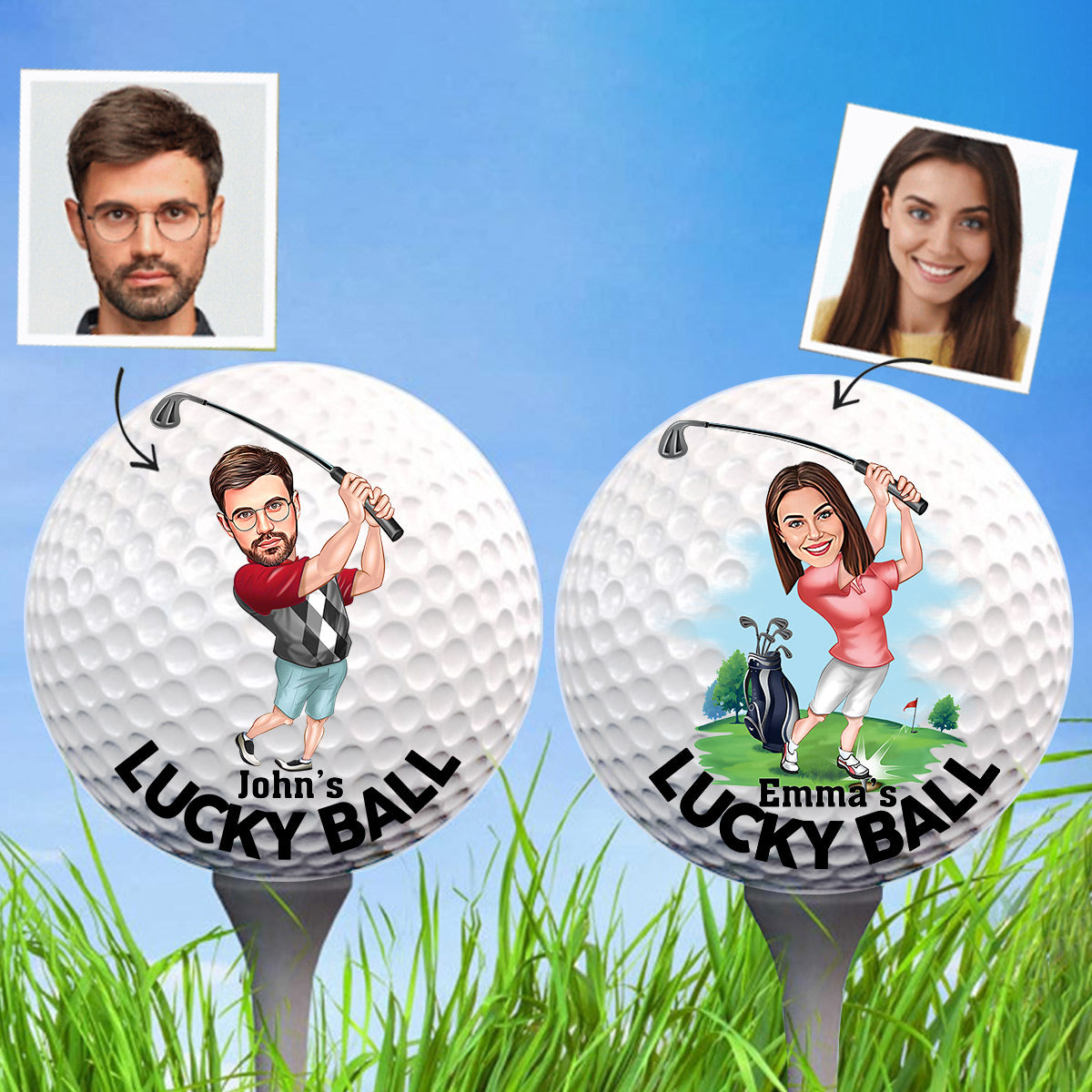 Balle porte-bonheur - Cadeau de golf pour papa, lui, grand-père, mari - Balle de golf personnalisée