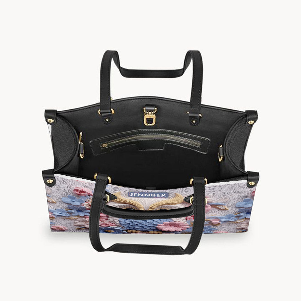 Beautiful Owl - Personalized Owl Leather Handbag