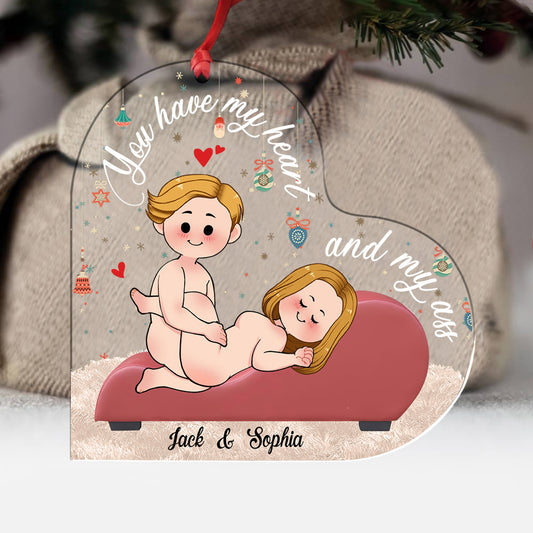 Merci pour tous les orgasmes - Ornement transparent personnalisé pour couple