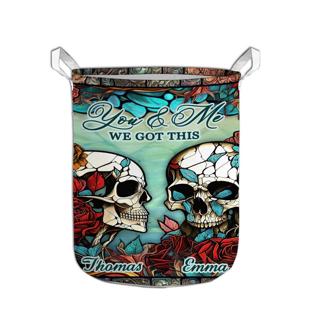 Couple de crânes - Cadeau crâne pour mari, femme, petit ami, petite amie - Panier de rangement personnalisé