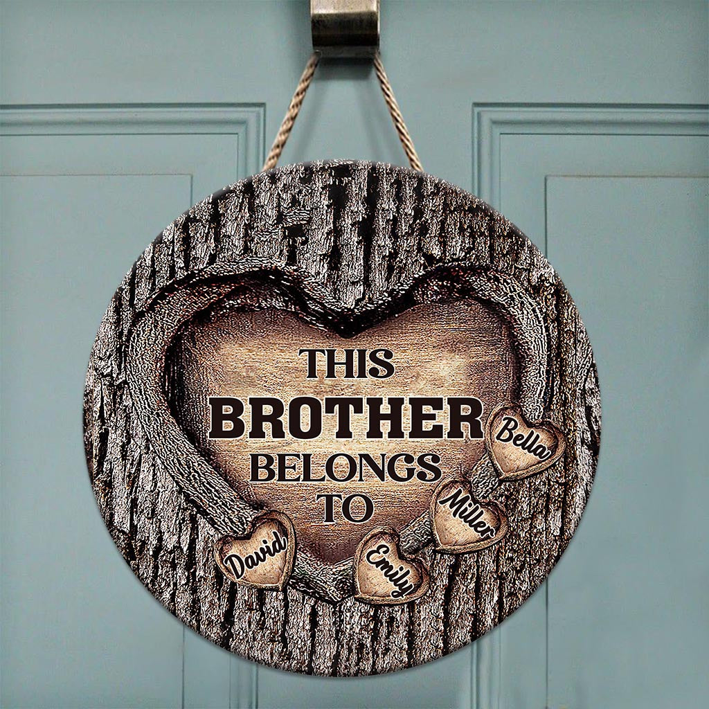 Le Cœur de Papa - Cadeau pour papa, grand-mère, grand-père, maman, oncle, tante, frère, sœur - Panneau rond en bois personnalisé