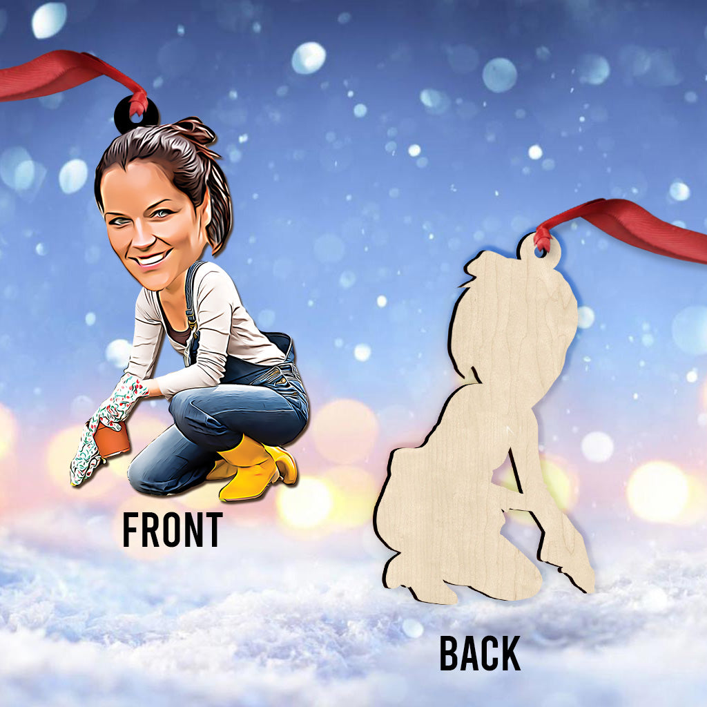 Portrait caricatural de jardinier - Ornement de jardinage personnalisé