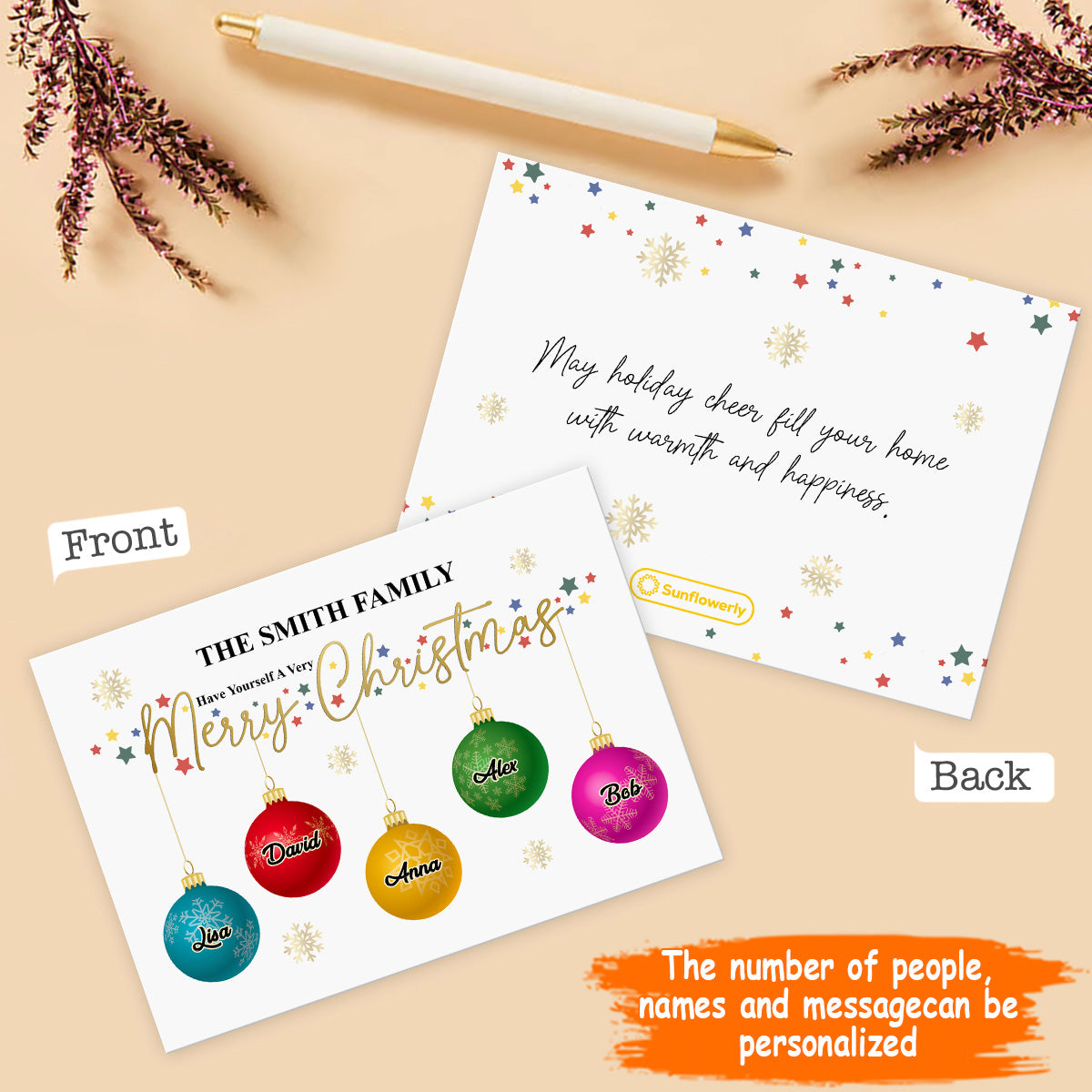 Carte de Noël familiale - Carte de vœux familiale personnalisée