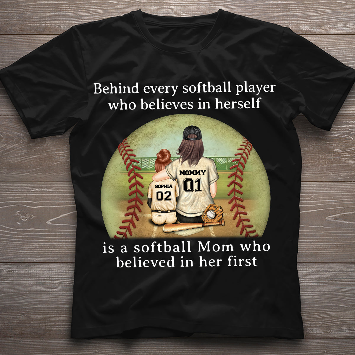 Maman de softball croit en elle - T-shirt et sweat à capuche de softball personnalisés