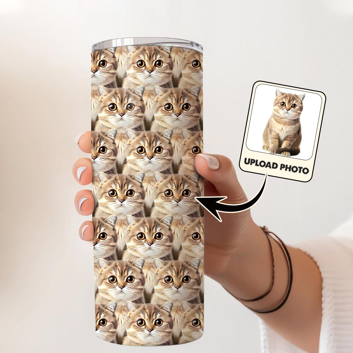 Gobelet isotherme personnalisé avec photo de chat ou de chien mignon - Cadeau idéal pour les amoureux des chats et des chiens