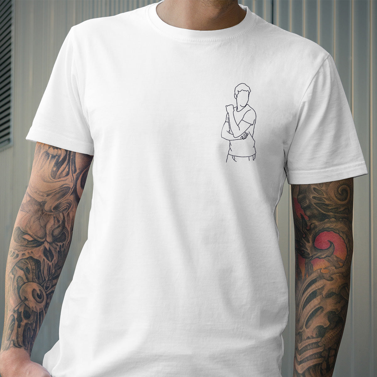 T-shirt brodé personnalisé avec motif de ligne - T-shirt brodé personnalisé pour fils