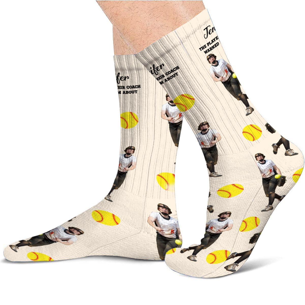 Their Coach Warned - Personalized Softball Socks