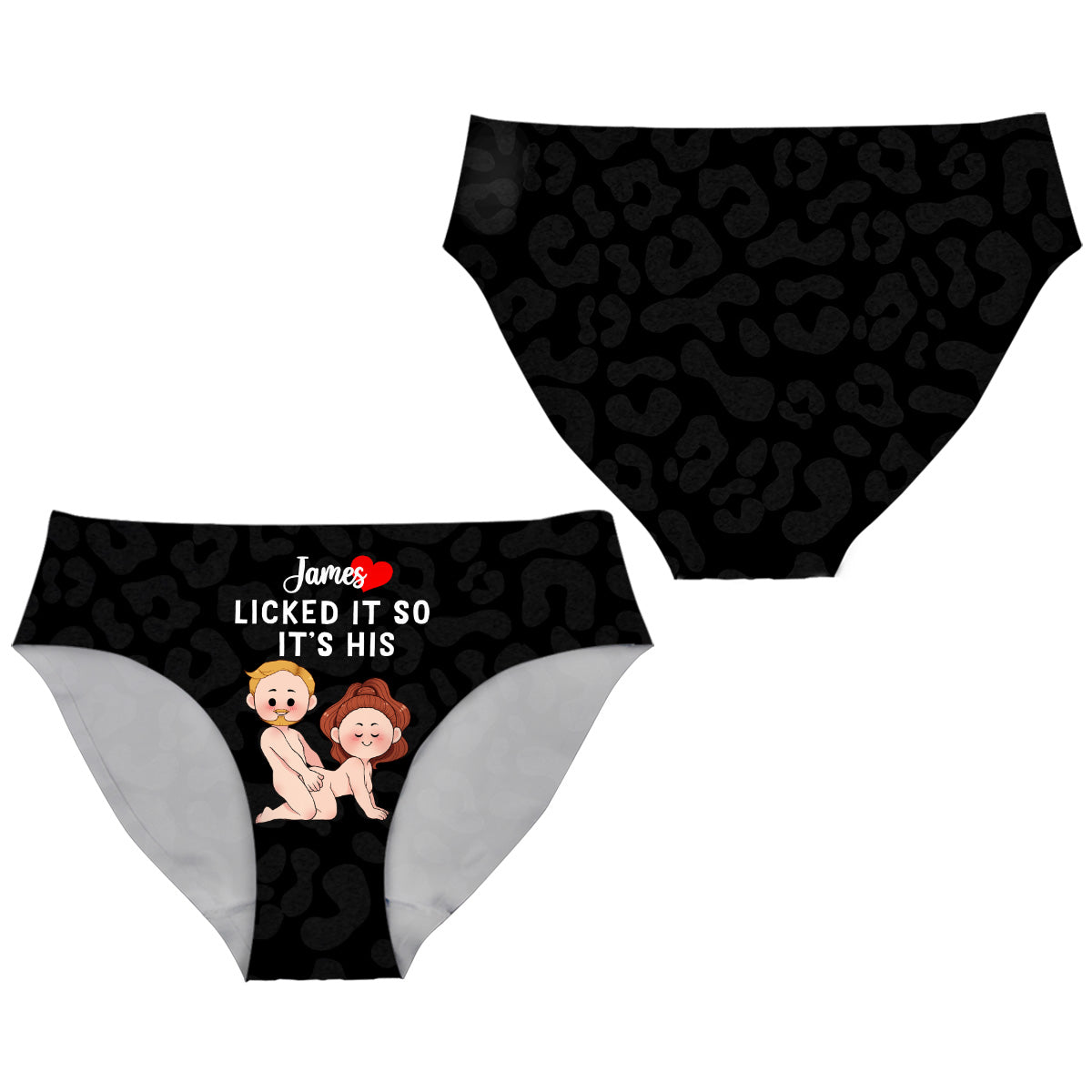 Elle l'a sucé, donc il est à elle ; il l'a léché, donc il est à lui – Culottes personnalisées pour couples (femme) et boxers pour hommes
