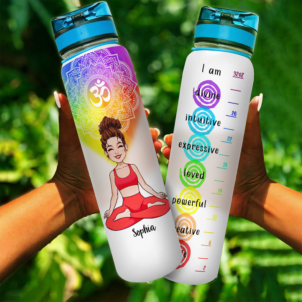 Gourde Love Yoga - Gourde personnalisée avec suivi de l'hydratation pour la pratique du yoga