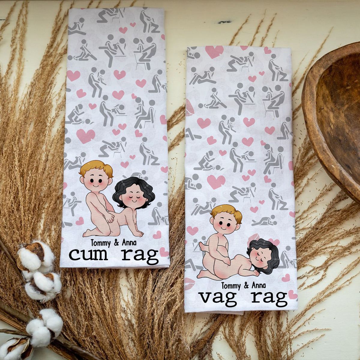 Serviette personnalisée pour couple Cum Rag