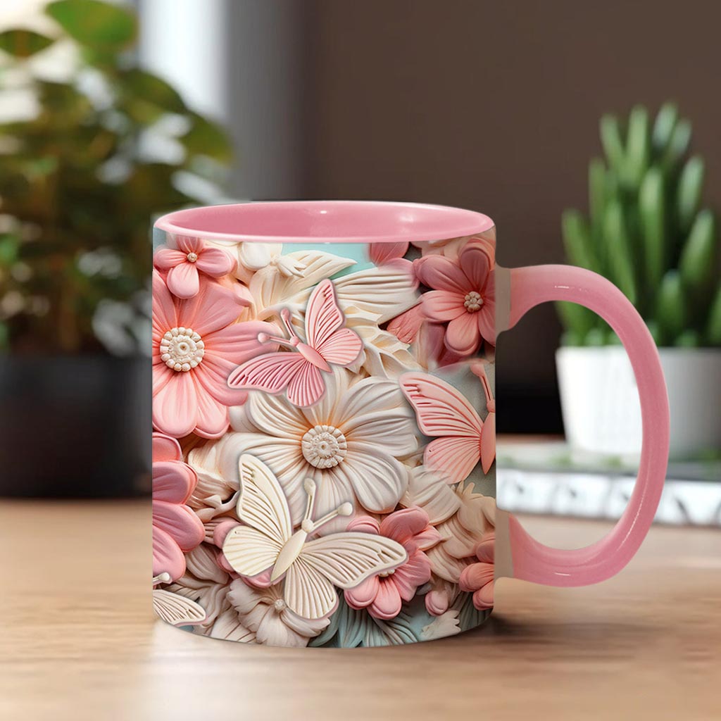 Mug personnalisé à motif papillon - Papillons et fleurs