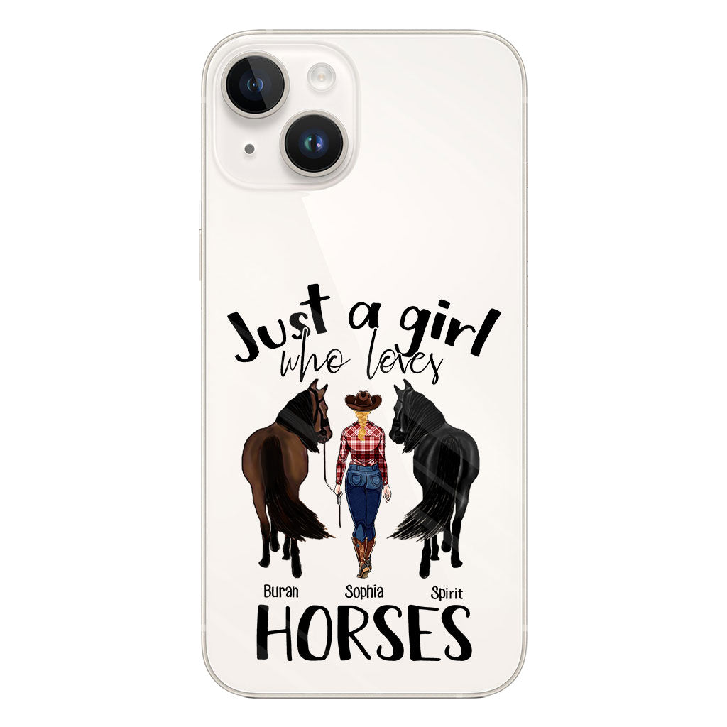 Juste une fille qui aime les chevaux - Coque de téléphone transparente personnalisée avec motif cheval