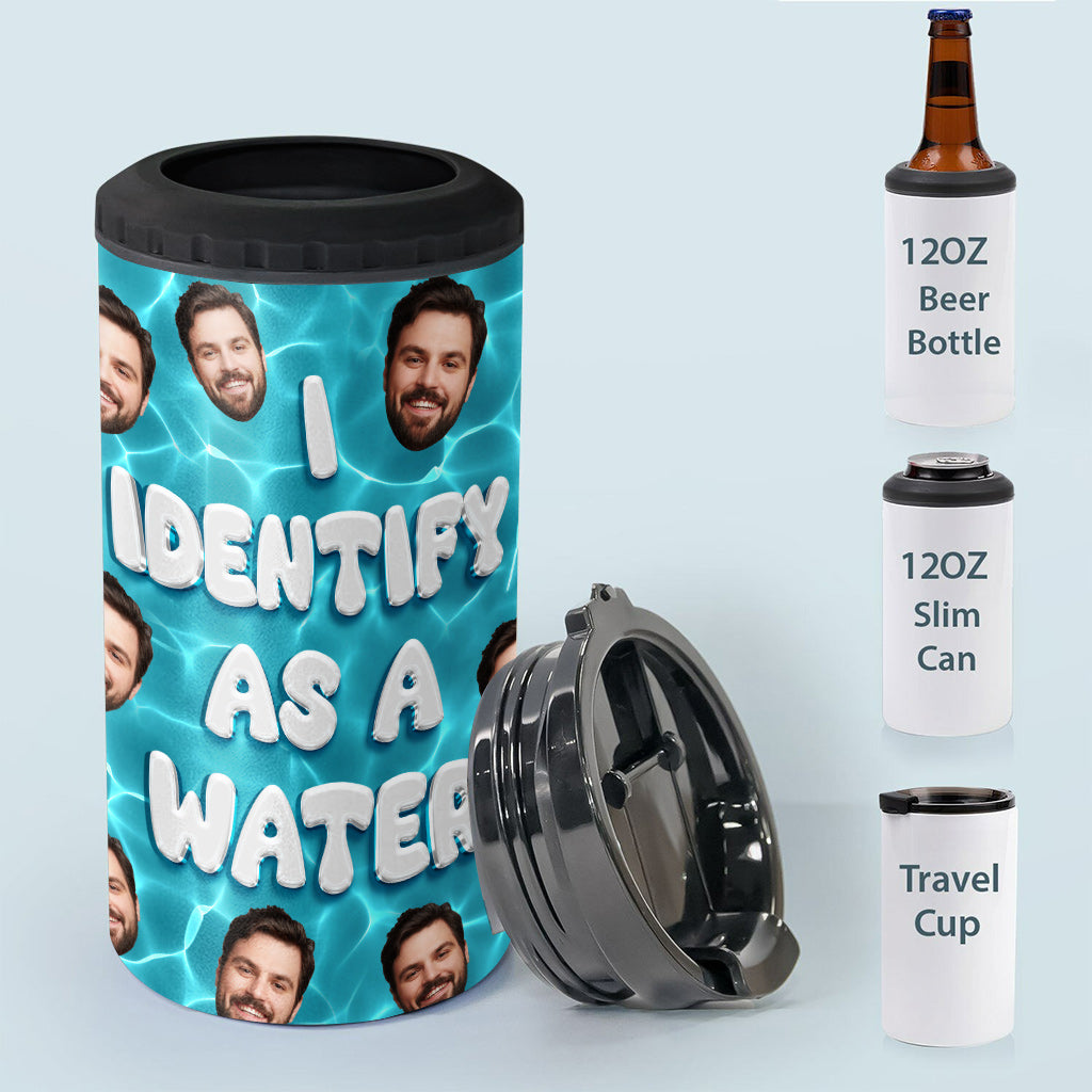 I Identify As Water - Beer gift for dad, him, husband, boyfriend - Personalized Can Cooler
