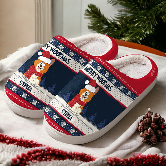 Joyeux Noël Miaou ! - Cadeau pour les amoureux des chiens et des chats - Pantoufles personnalisées