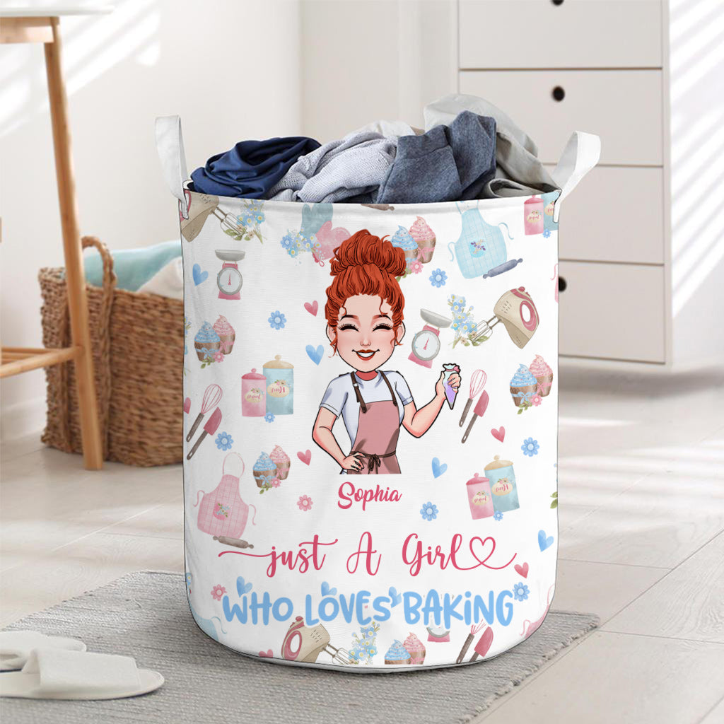 Panier de rangement personnalisé pour pâtisserie « Juste une fille qui adore pâtisser ».