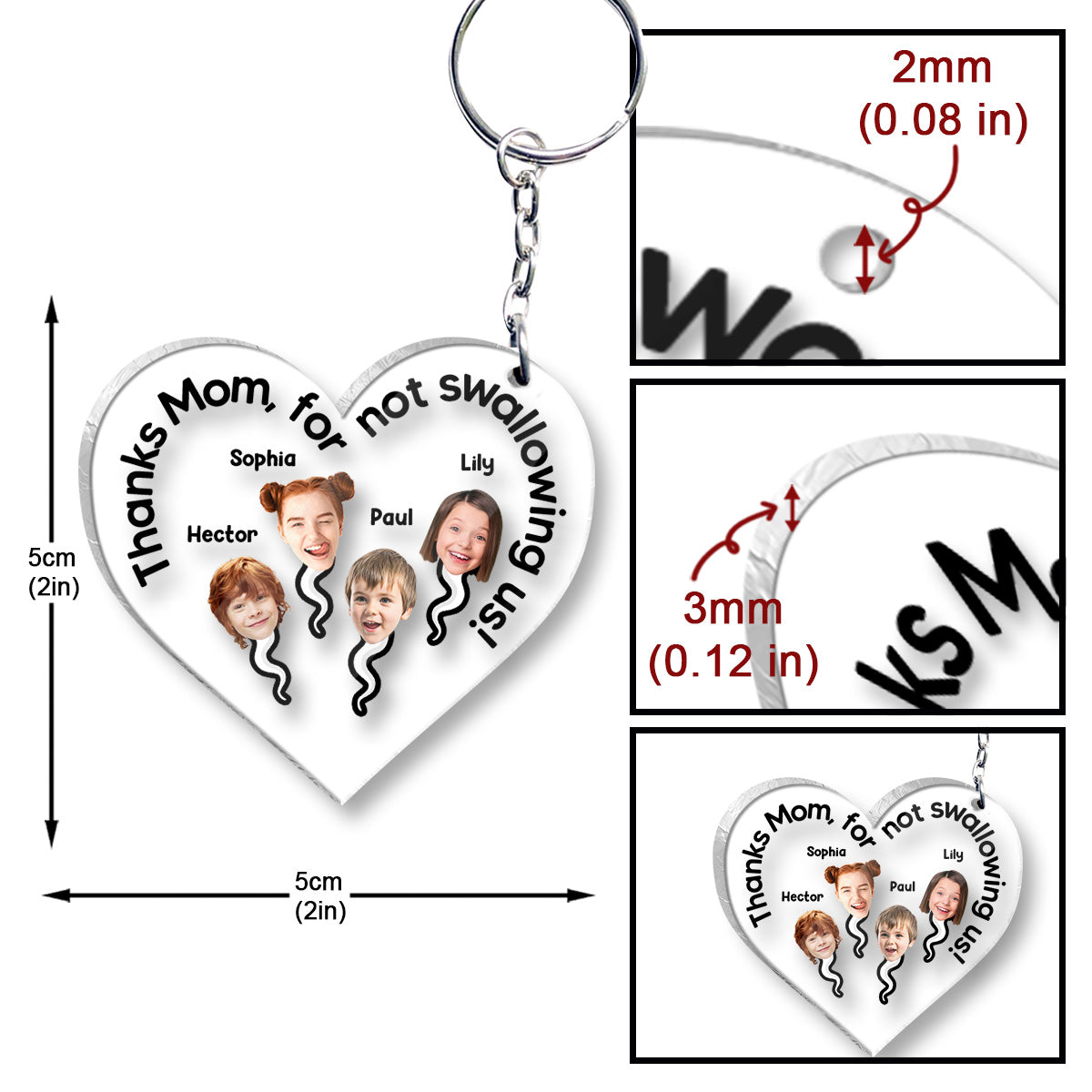 Merci maman de ne pas nous avoir avalés - Porte-clés transparent personnalisé pour maman