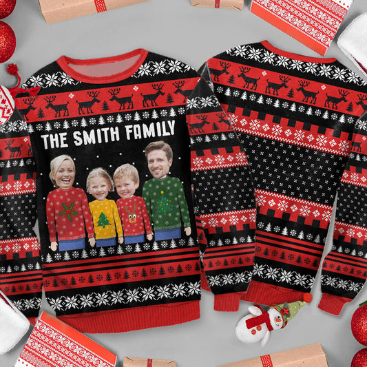 Notre famille - Pull moche personnalisé pour toute la famille