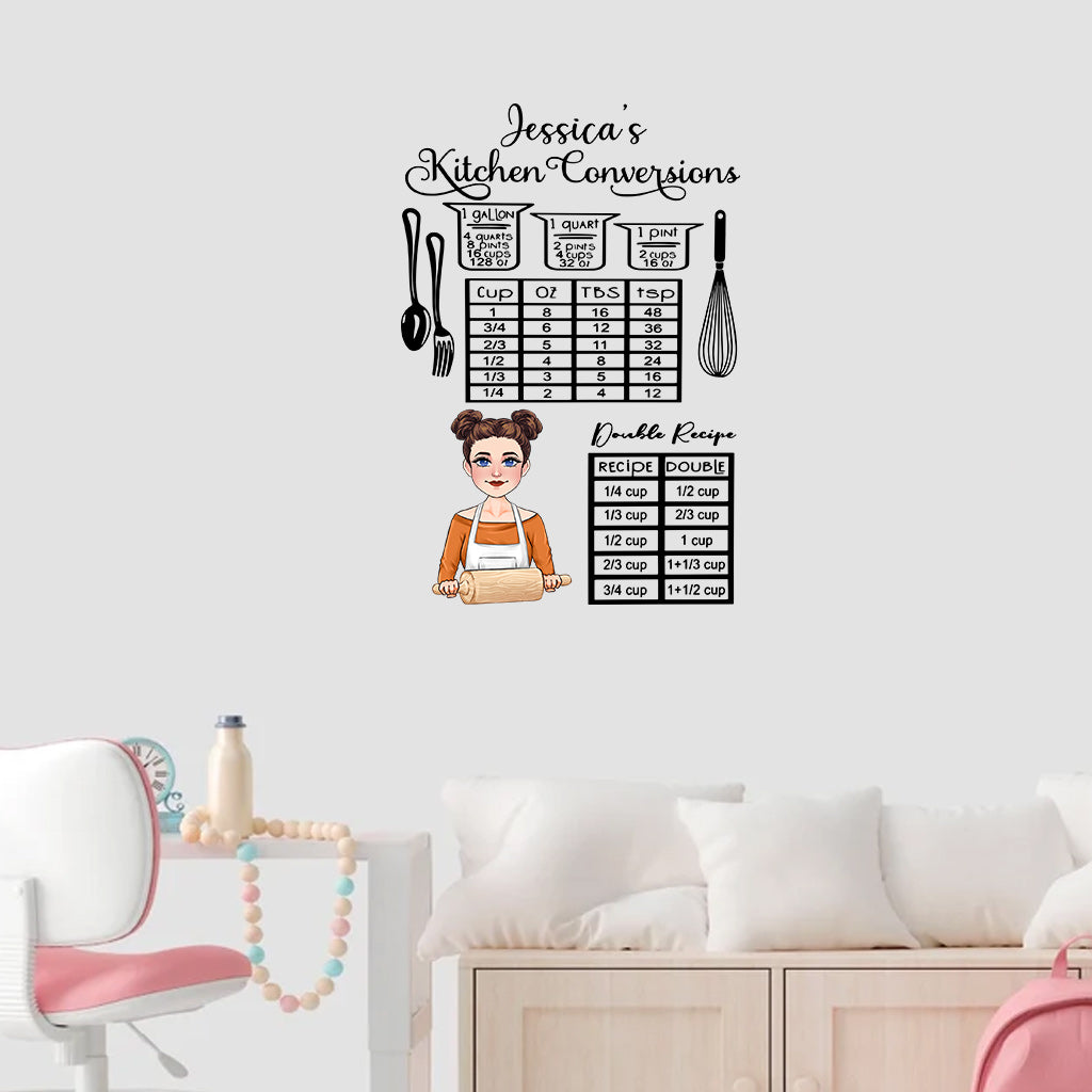 Conversions de mesures de cuisine - Cadeau culinaire pour maman, épouse, elle - Autocollant personnalisé