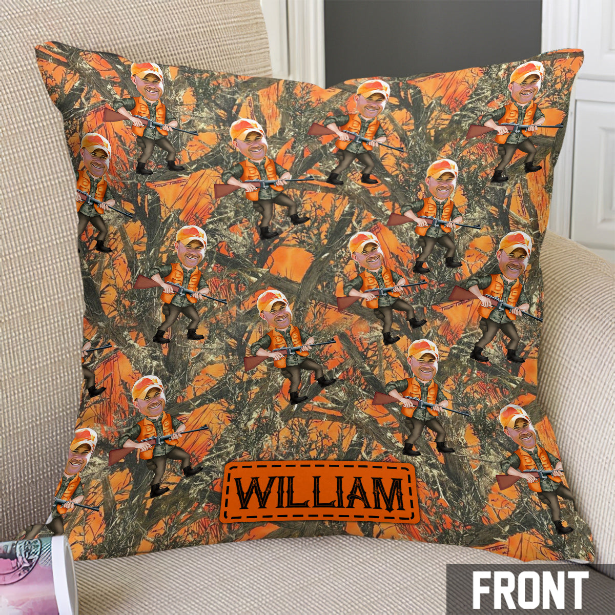 Coussin décoratif personnalisé avec photo de chasseur