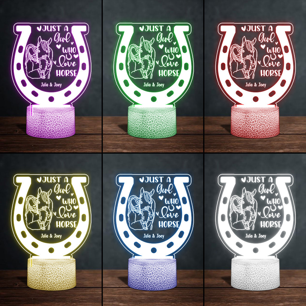 Juste une fille qui aime les chevaux - Plaque lumineuse personnalisée en forme de cheval