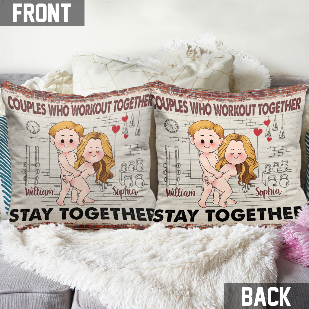 Faites du sport ensemble, restez ensemble - Coussin décoratif personnalisé pour couples