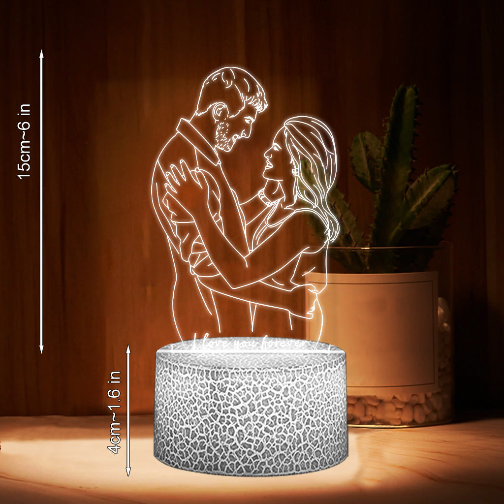 Je t'aimerai toujours - Plaque lumineuse personnalisée pour couple - Socle lumineux en forme de plaque - Je t'aimerai toujours