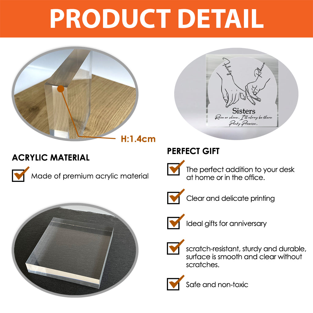 Promesse du petit doigt - Plaque acrylique personnalisée pour sœur, en forme sur mesure
