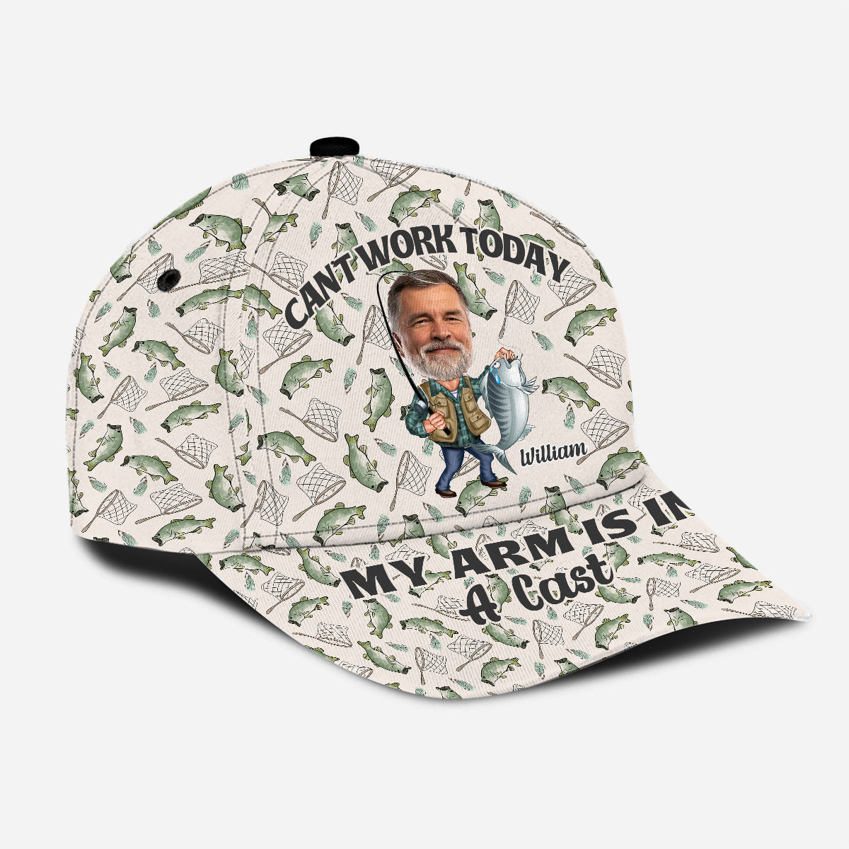 Je ne peux pas travailler aujourd'hui, j'ai le bras dans le plâtre - Casquette de pêche classique personnalisée