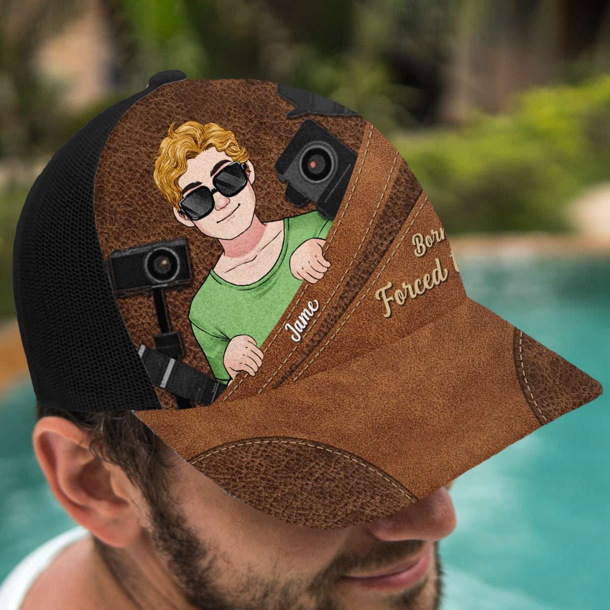 Born To Shoot Forced To Work - Photography gift for him, her, friend, dad, mom, boyfriend, girlfriend - Personalized Trucker Hat