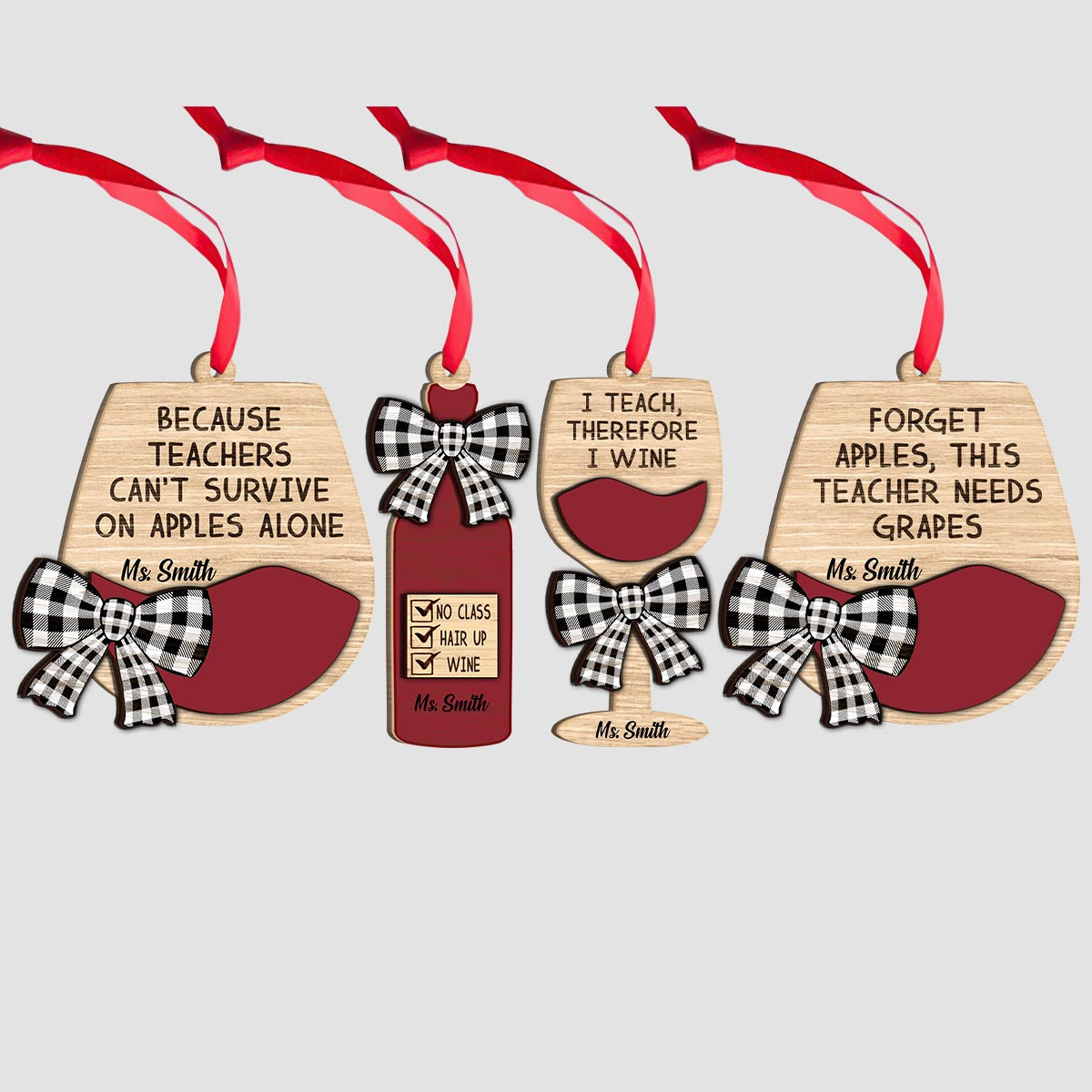Parce que les enseignants ne peuvent pas se nourrir uniquement de pommes - Ornement personnalisé pour enseignants, composé de 2 pièces superposées