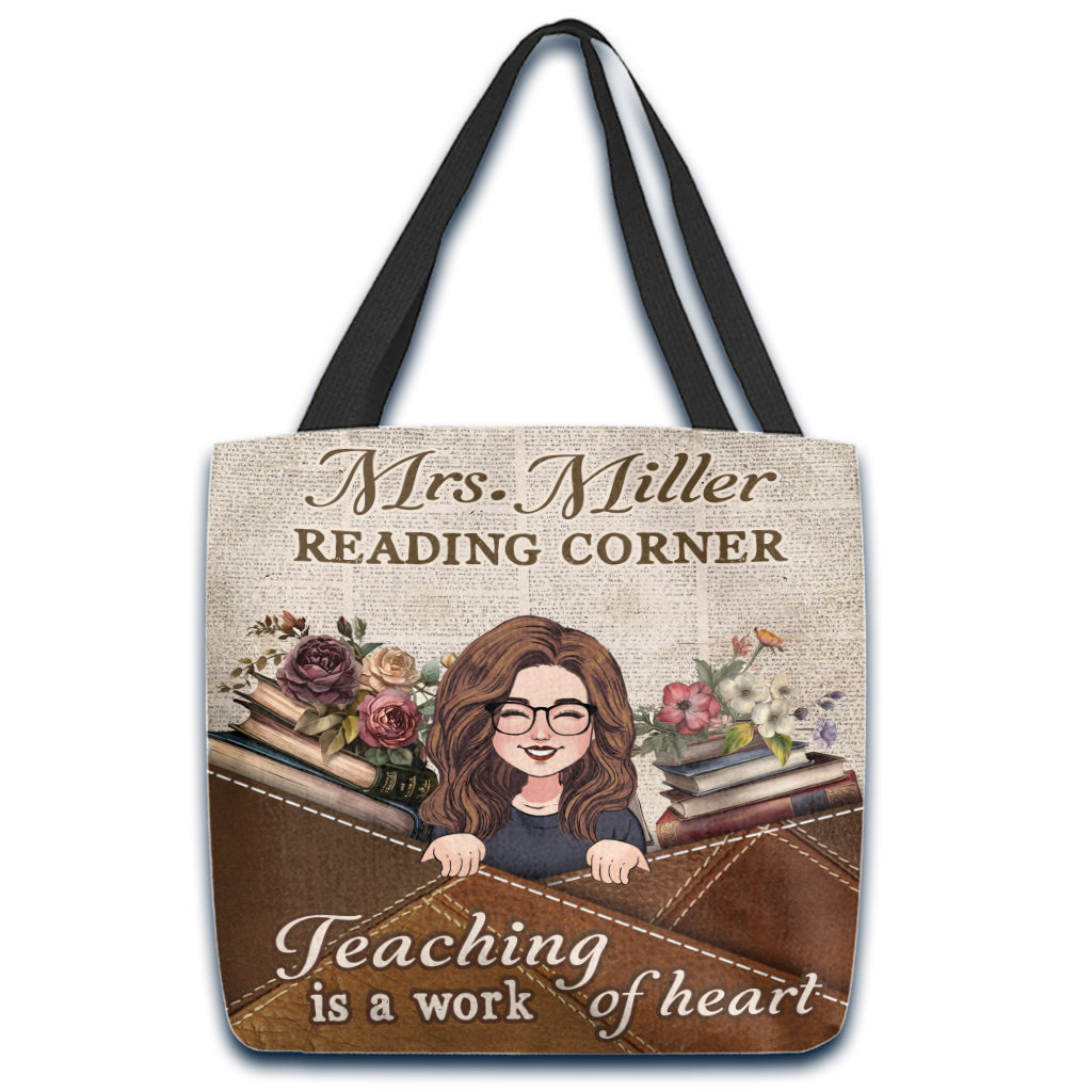 Teaching is a work of heart - Personalized Teacher Tote Bag