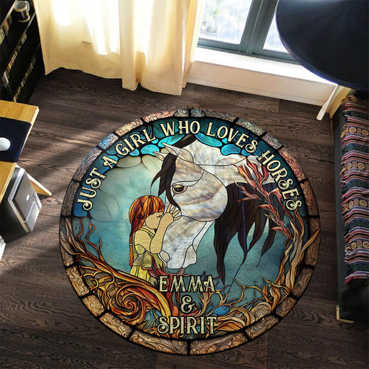 Just A Girl Who Loves Horses - Personalized Horse Round Rug