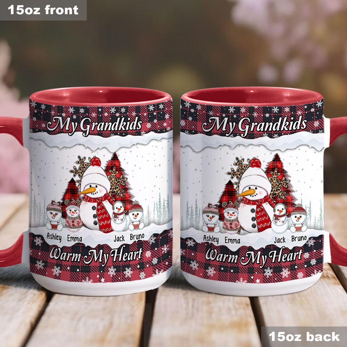 My Grandkids Warm My Heart - Personalized Grandma Accent Mug