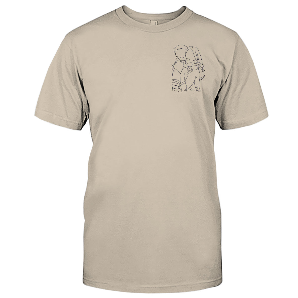 Custom Line Art - Personalized Mother Embroidered T-shirt