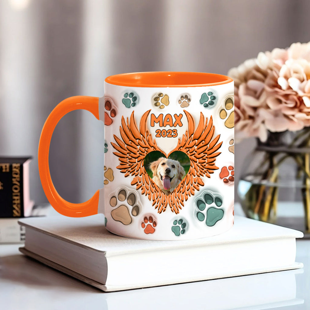 Tu as laissé des empreintes sur nos cœurs - Mug personnalisé avec ailes d'ange - Cadeau pour les amoureux des chiens, pour ceux qui ont perdu leur chien ou leur chat