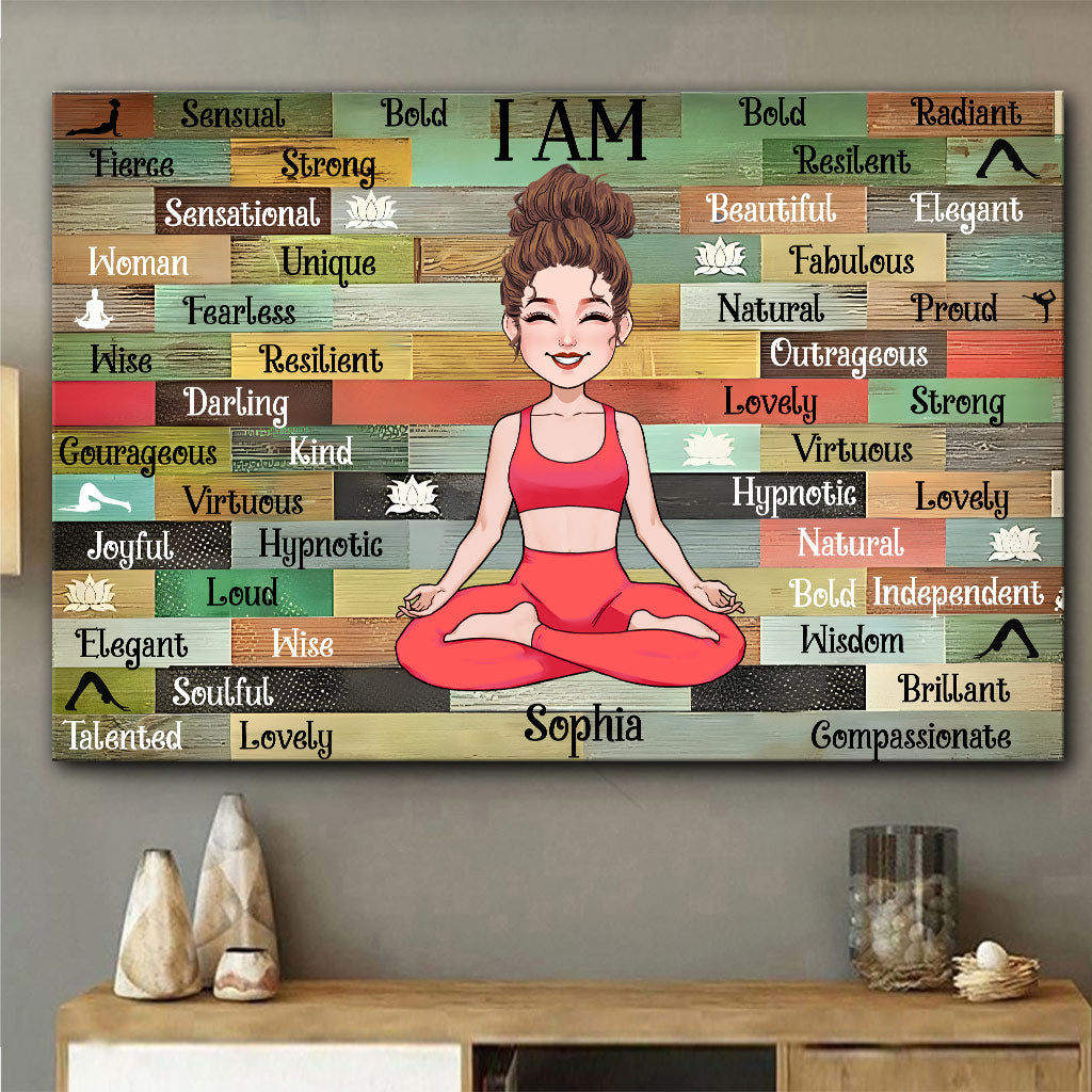 Je suis - Toile et affiche de yoga personnalisées