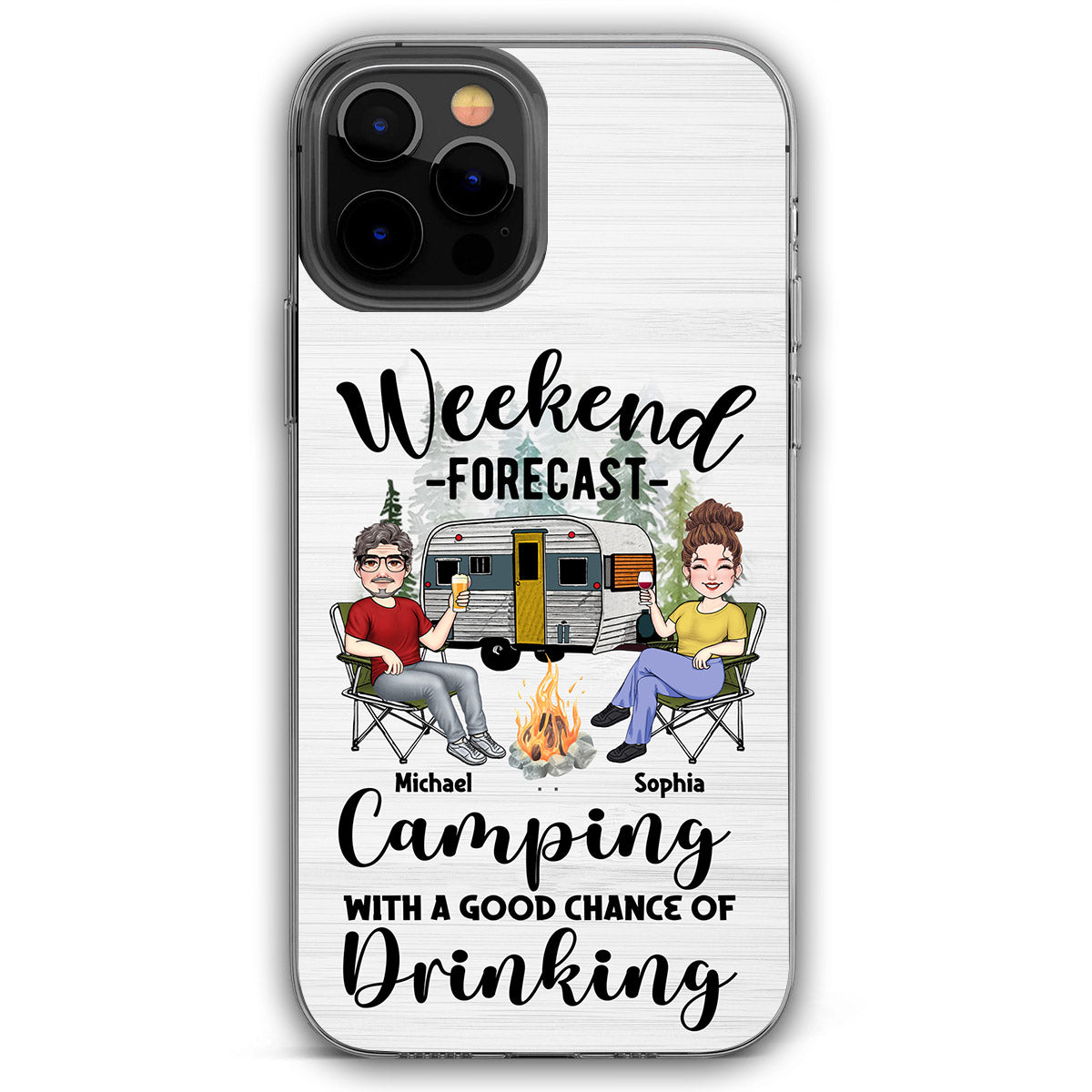 Prévisions du week-end - Étui de téléphone transparent personnalisé pour le camping