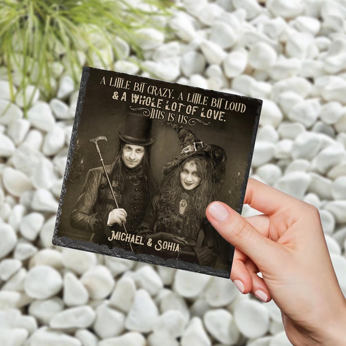 Jusqu'à ce que la mort nous sépare - Pierre carrée personnalisée pour couple