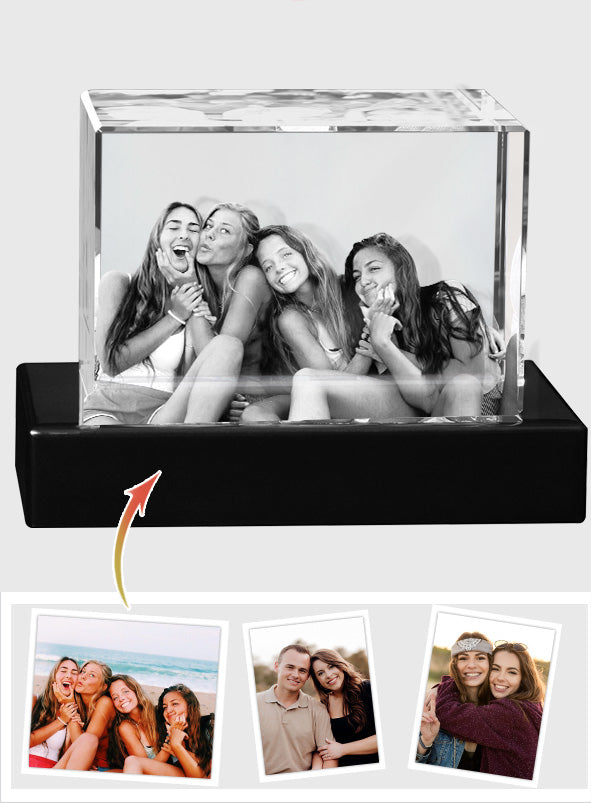 Lampe en cristal 3D cubique gravée au laser avec photo personnalisée pour votre petite-fille