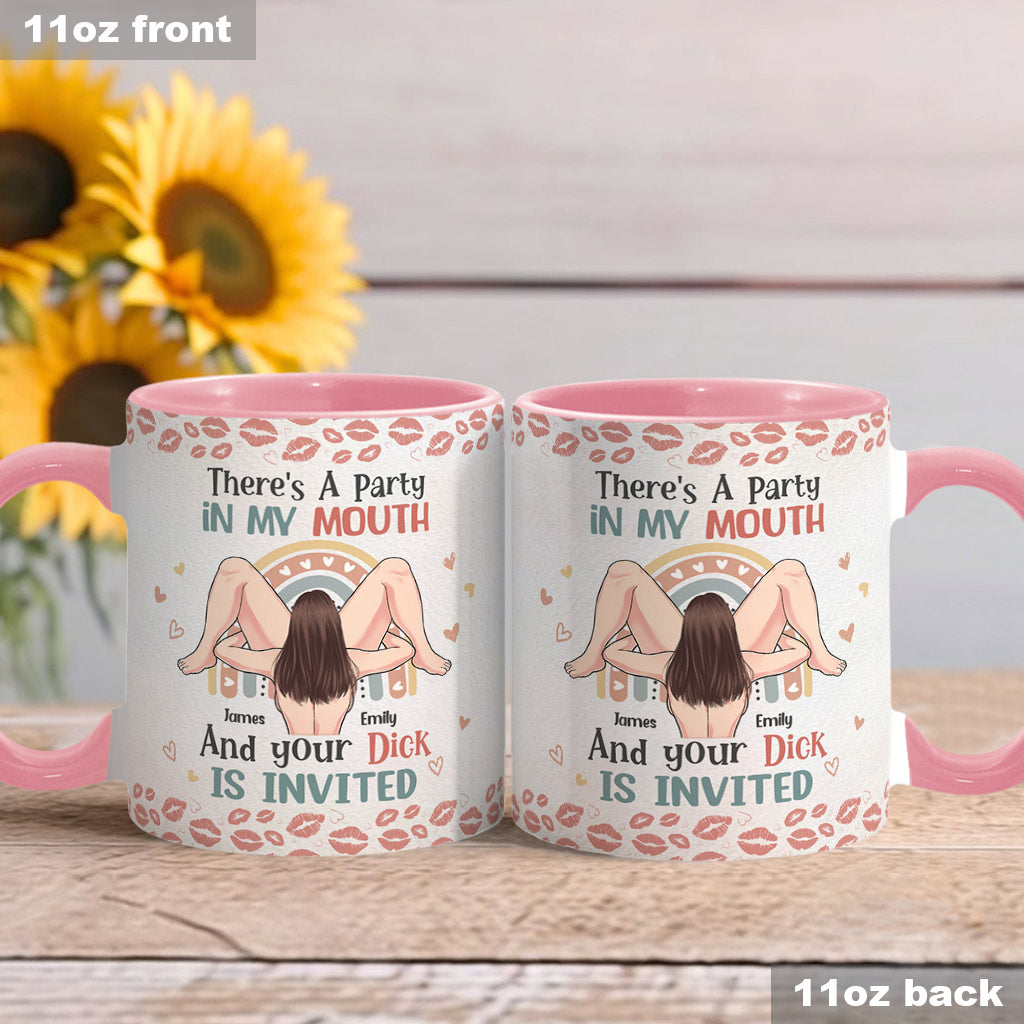 « J’ai la fête dans la bouche » - Mug personnalisé pour couple
