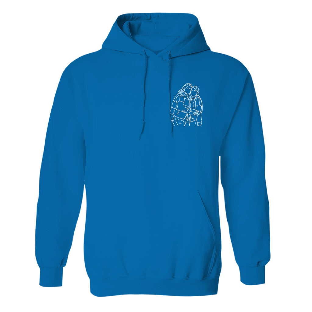 Sweat à capuche brodé personnalisé pour frères et sœurs - Illustration au trait -