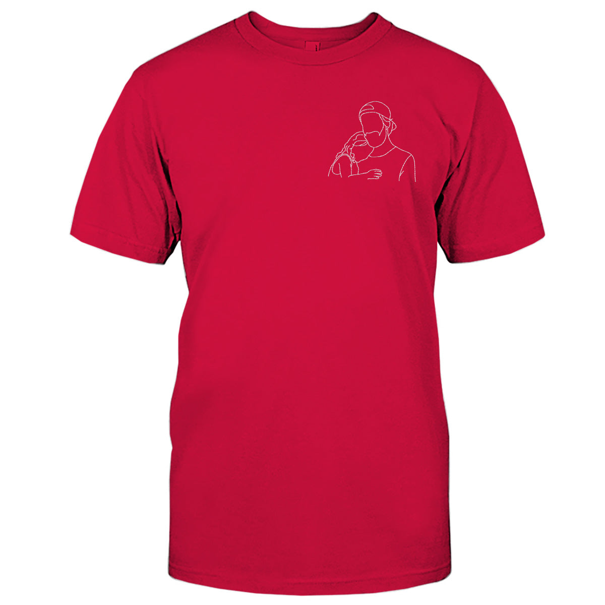 Custom Line Art - Personalized Father Embroidered T-shirt