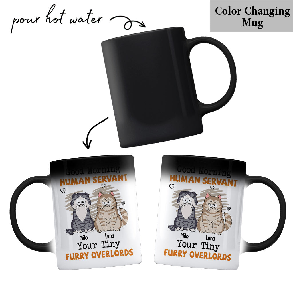 Mug chat personnalisé « Bonjour serviteur humain »