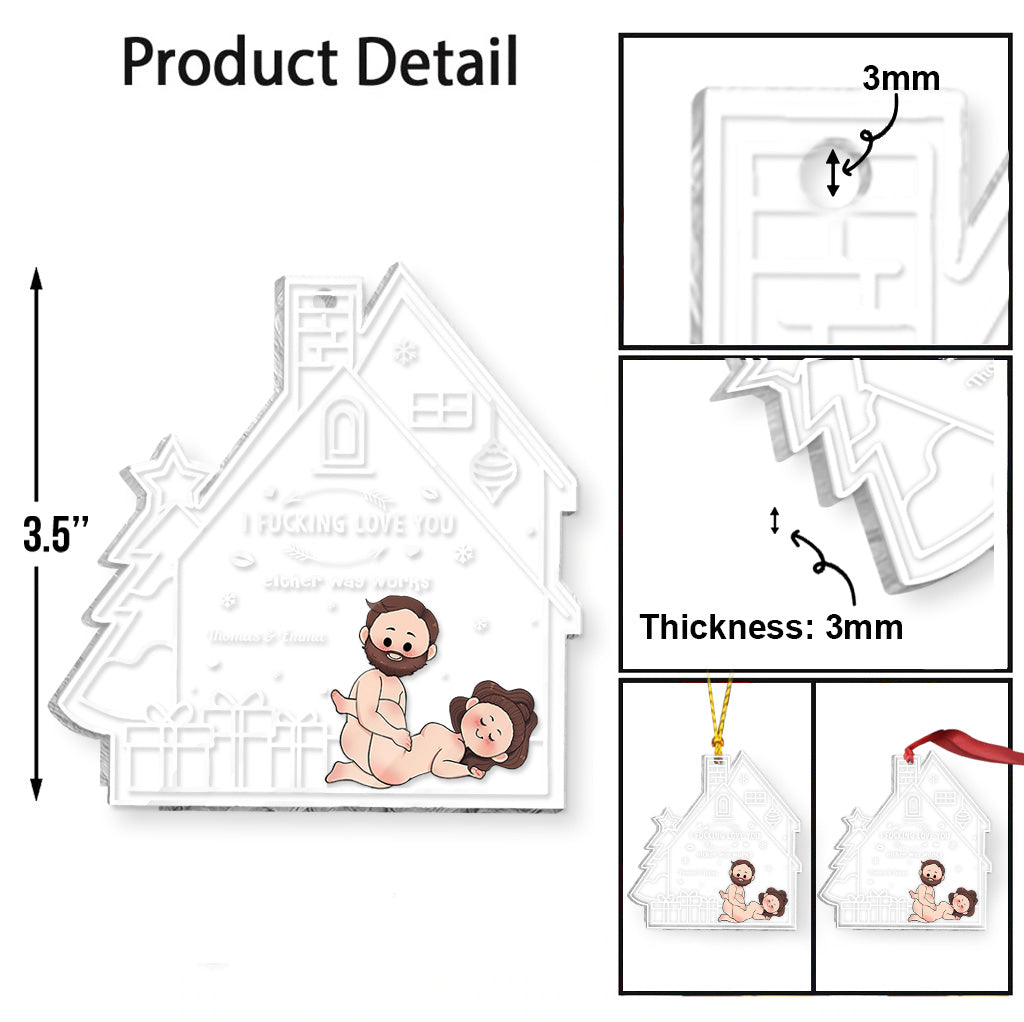 I love You - Personalized Couple Transparent Ornament