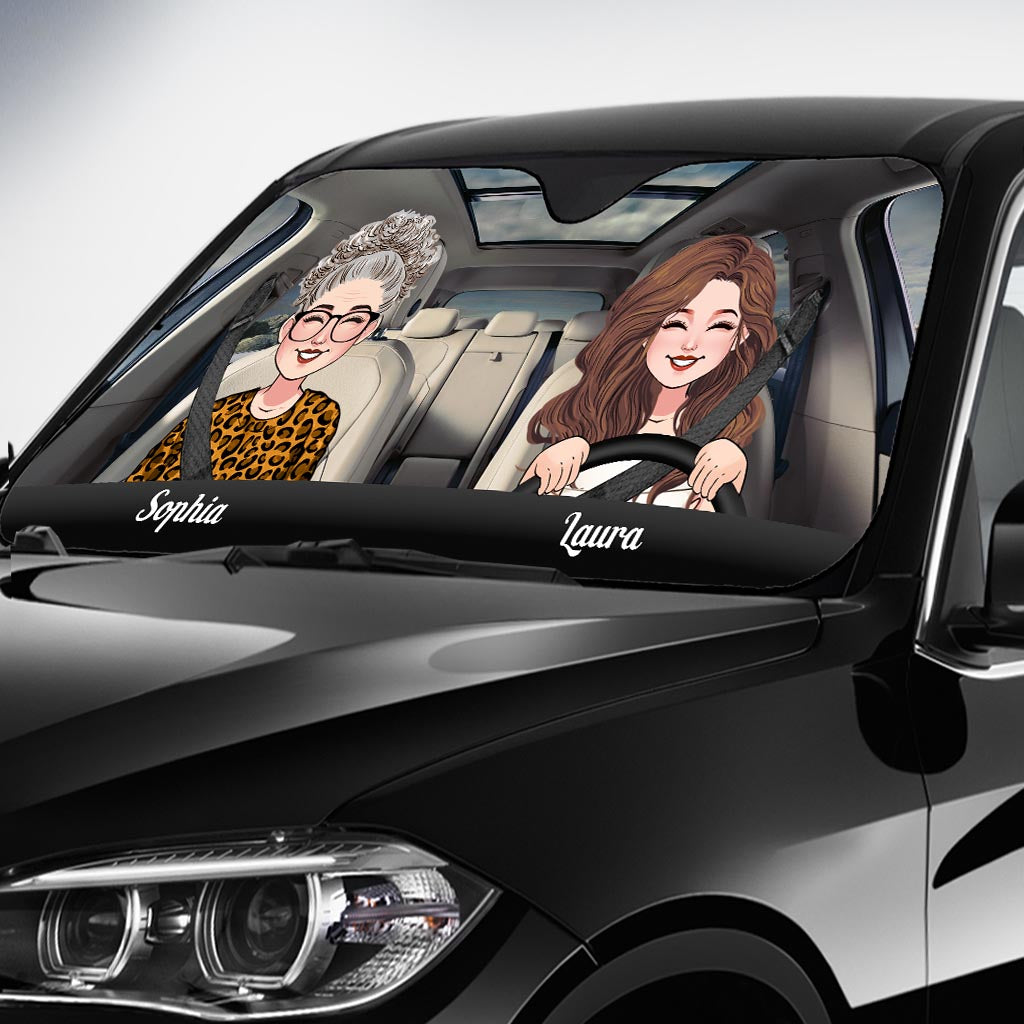 Adventure Awaits - Husband And Wife gift for wife, husband, girlfriend, boyfriend, mom, dad - Personalized Car Sunshade