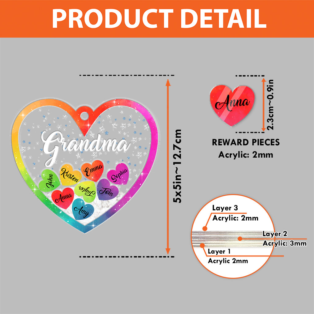 Grand-mère et petits-enfants - Cadeau pour grand-mère - Ornement à secouer personnalisé à 3 couches