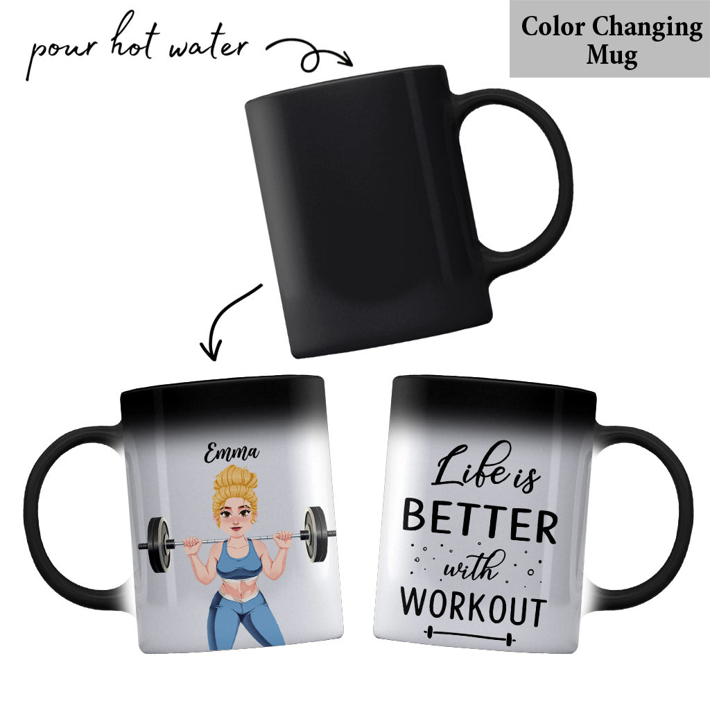 La vie est plus belle avec le sport - Mug fitness personnalisé