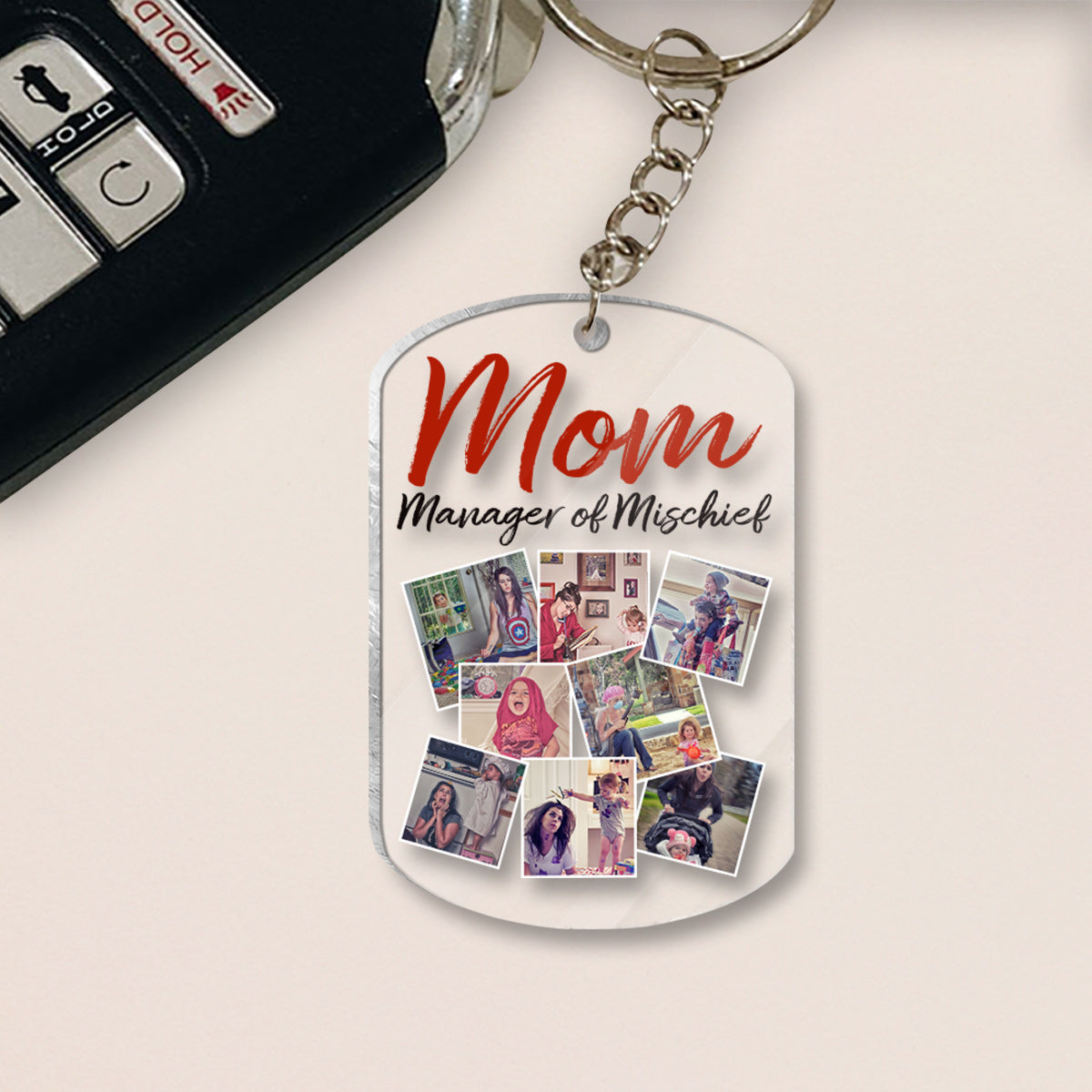 Maman, la reine des bêtises - Porte-clés transparent personnalisé pour maman
