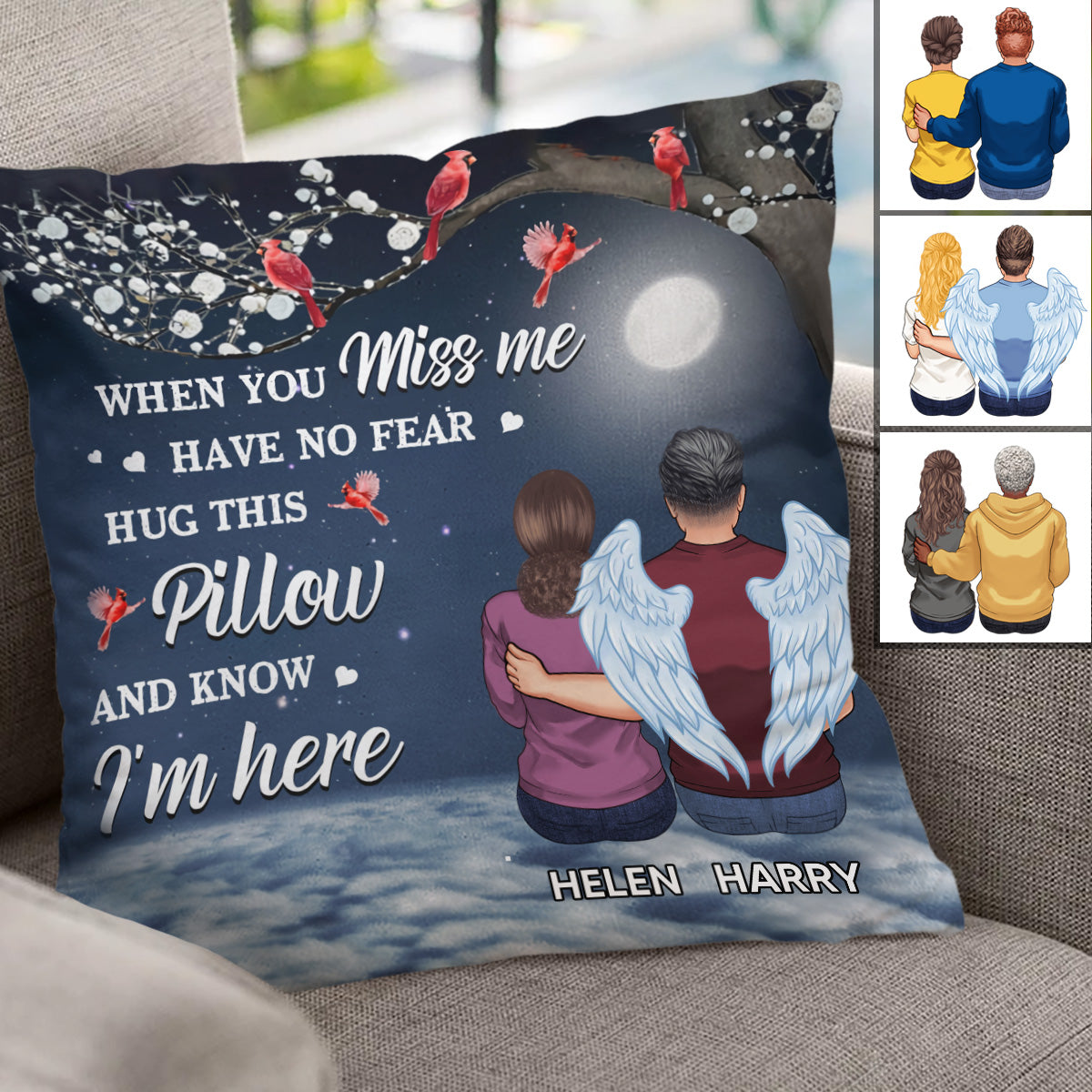 Coussin commémoratif personnalisé « Quand tu me manques »